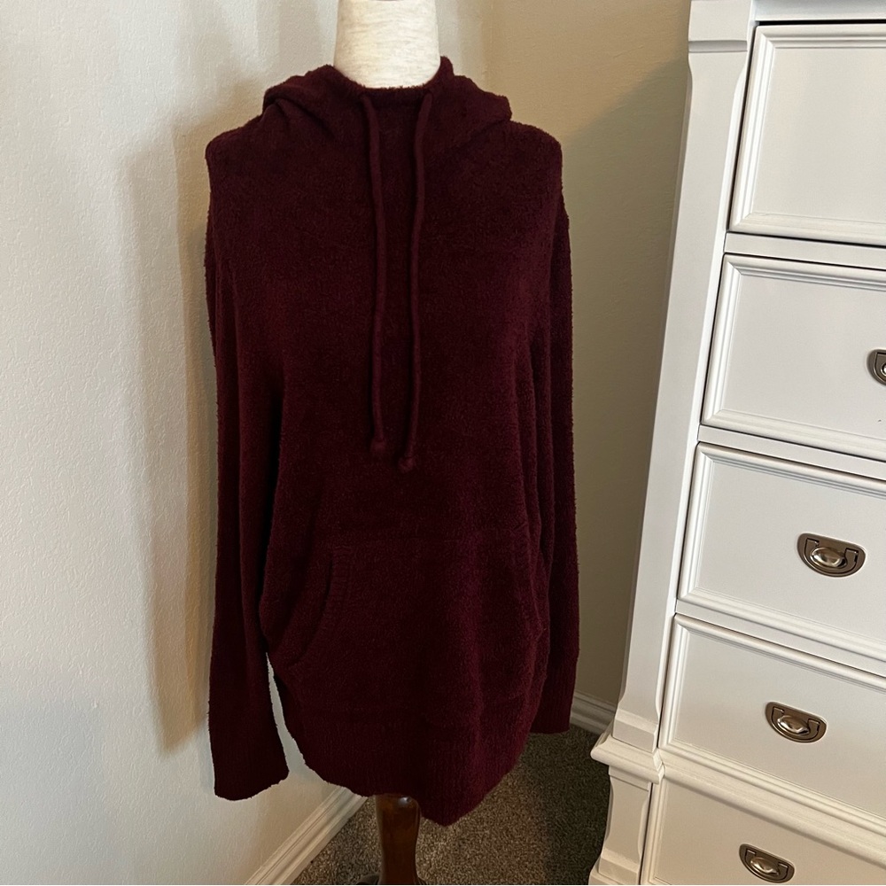 Grace & Lace Bambu Hooded Cowl Pullover in Port - Picture 3 of 9